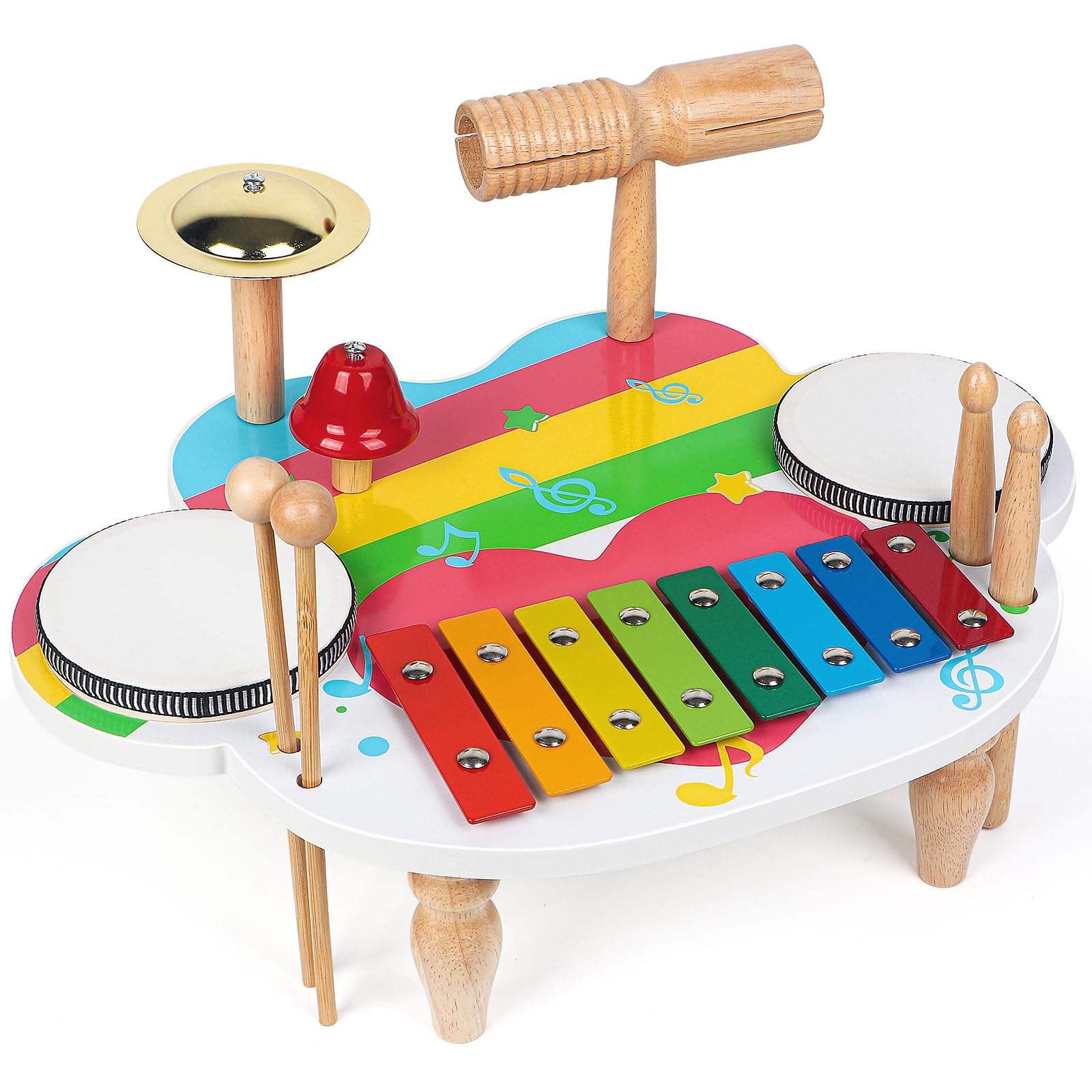 Ammoon 13pcs Children Hand Percussion Instruments Kit Portable Kids Music Enlightenment Musical Instruments Set