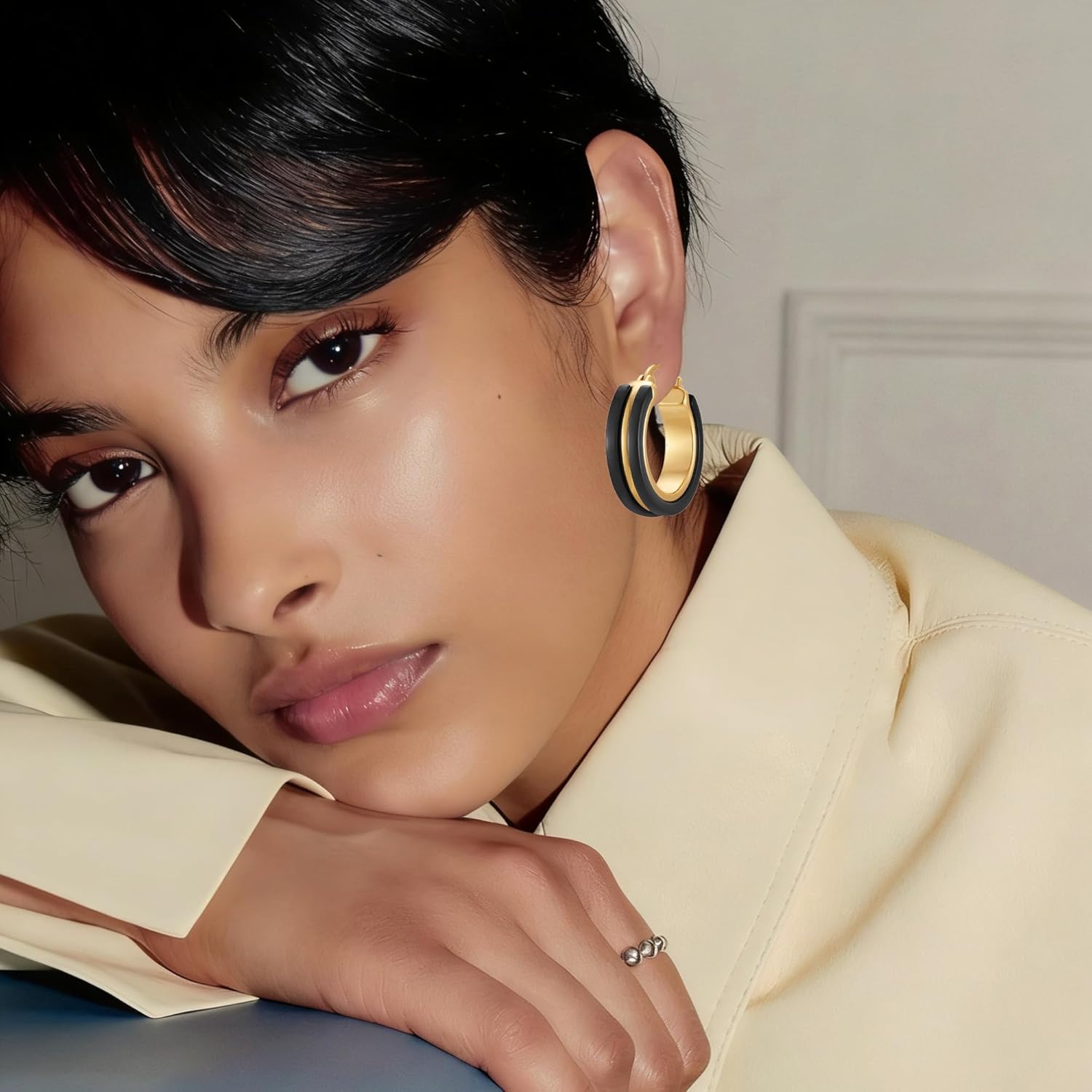 18K Gold Plated Chunky Hoop Earrings for Women Leopard Print Hoops Large Acrylic Hoop Earrings Trendy Jewelry - Image 4