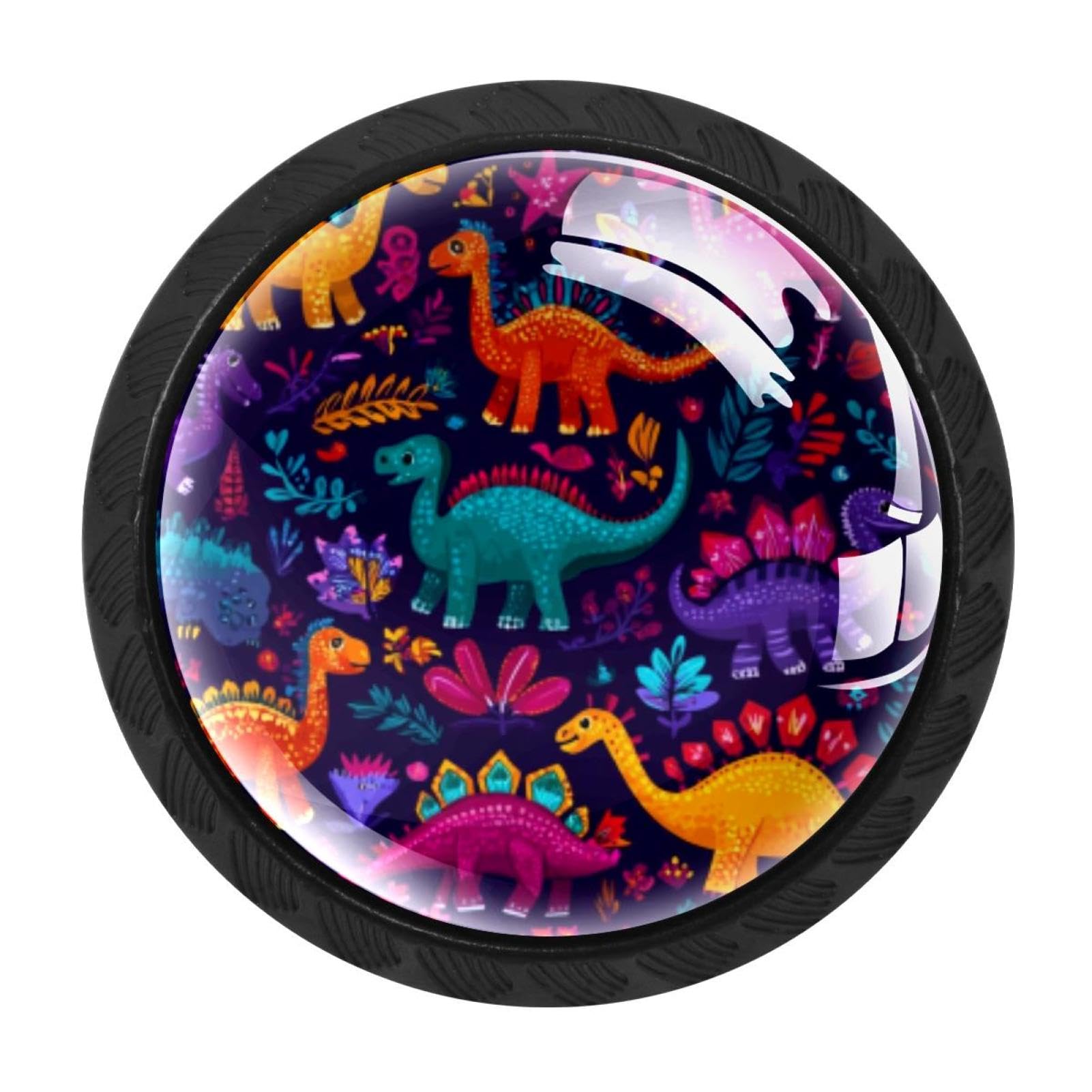Chenzzzz Multicolored 16 4 Pack Black Colorful Hand Drawn Dinosaur Pattern (5) Kitchen Handles, Cabinet Pulls Hardware For Cupboard Drawer Knobs Dresser Pulls