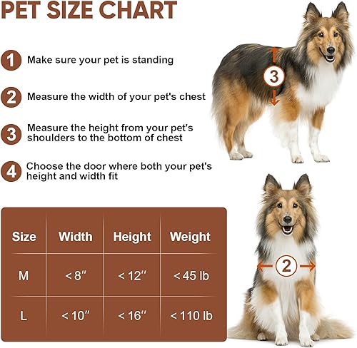Miniatura 6 de Puerta para perro de 3 solapas, puerta grande para perros de aleación de aluminio para pared, puerta resistente para mascotas, fácil de instalar,