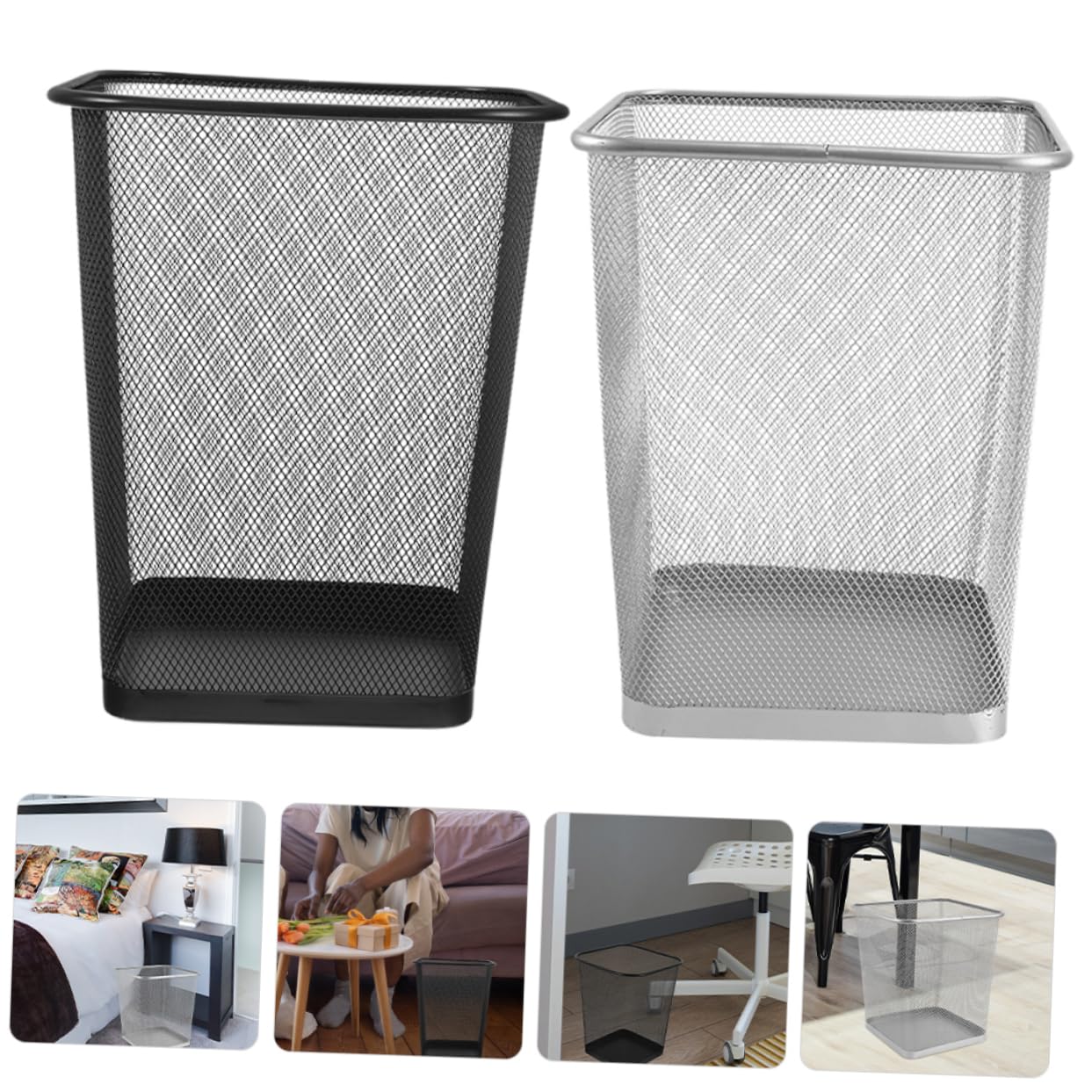 Cestino per Rifiuti Quadrato in Metallo Capacità Cestino per Rifiuti in Rete per Camera da Letto Ufficio Dormitorio