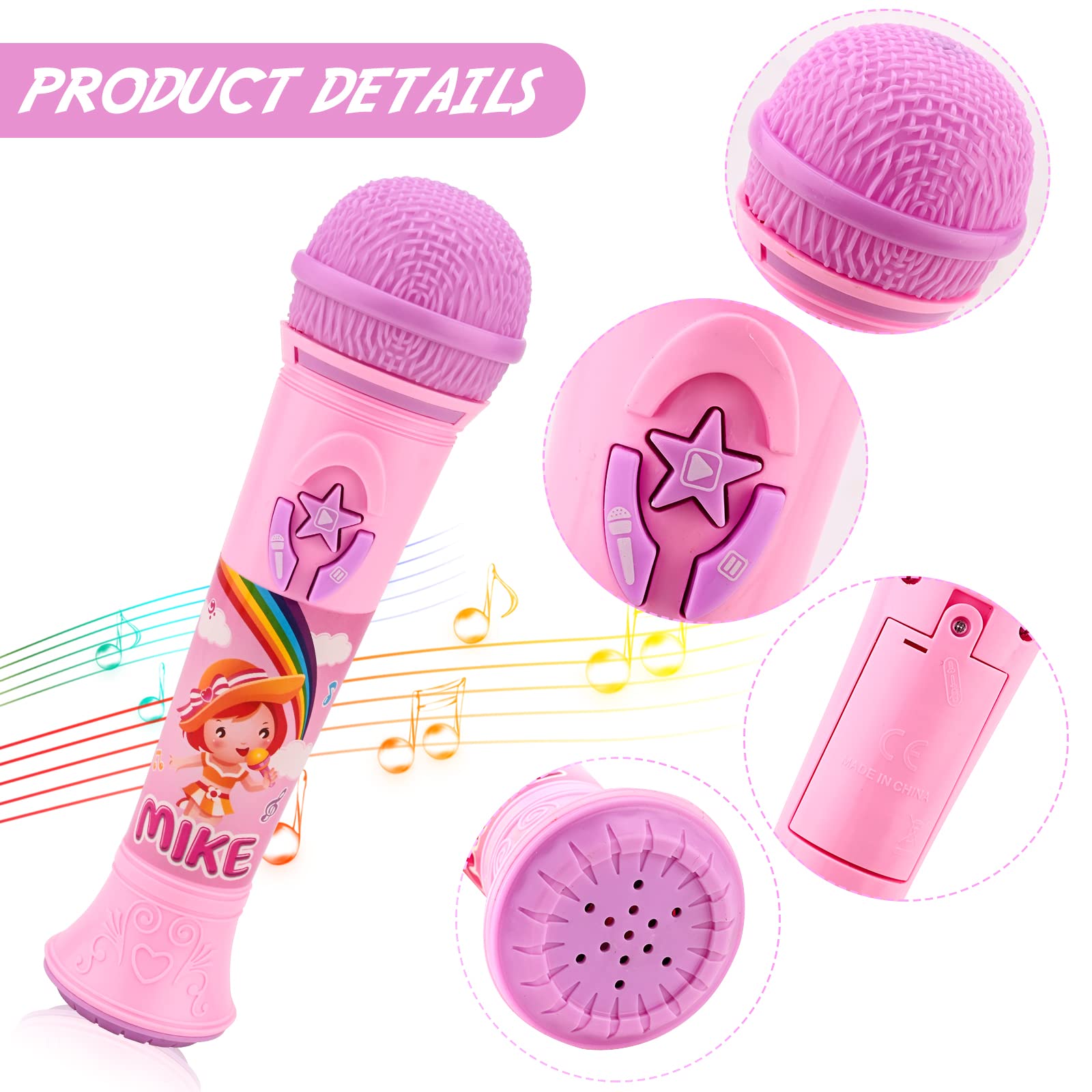 Microphone Karaoké Pour Enfants Avec Support Réglable 80-110 Cm – Lumières LED Synchronisées – Connectivité Mobile – Cadeau Dès 3 Ans