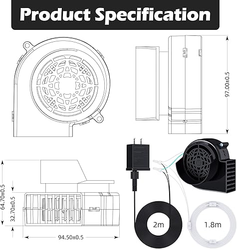 Miniatura 2 de Saillong Paquete de 2 sopladores de aire para inflables, motor de repuesto de ventilador de aire para decoración inflable de jardín, patio, césped,
