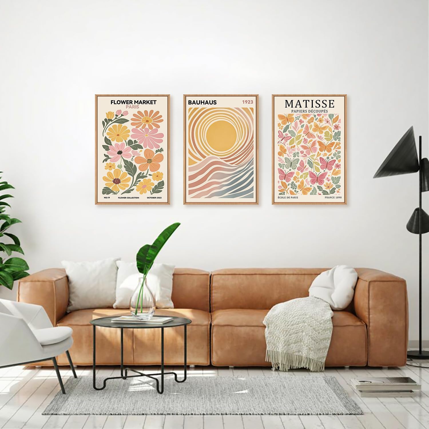 TOARTi Boho Flower Market Framed Canvas Wall Art Set, Matisse Floral Wall Decor, Abstract Botanical Wall Painting - Image 2