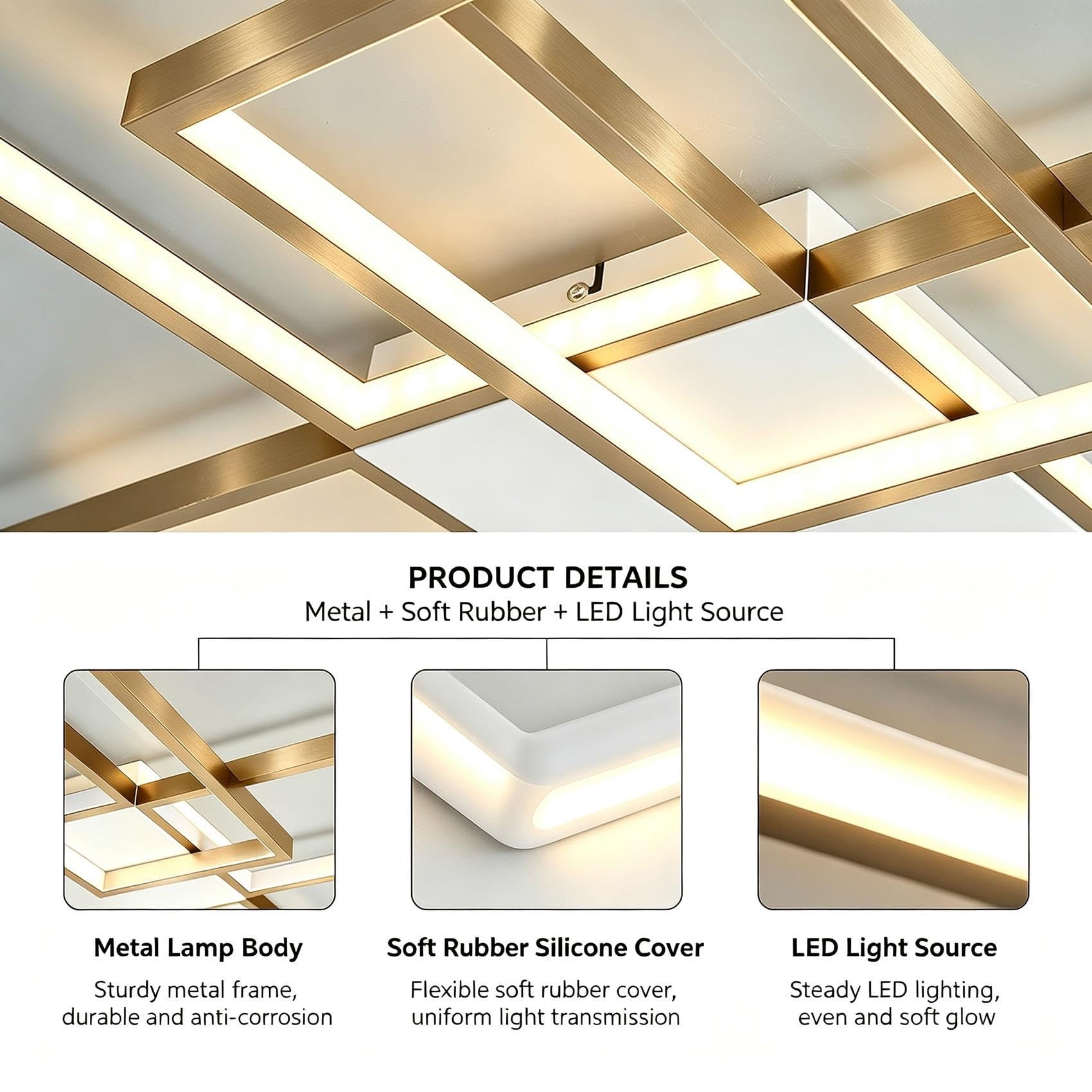 Lámpara de Techo LED 85W Moderna Cuadrada Entrelazada 78x70cm