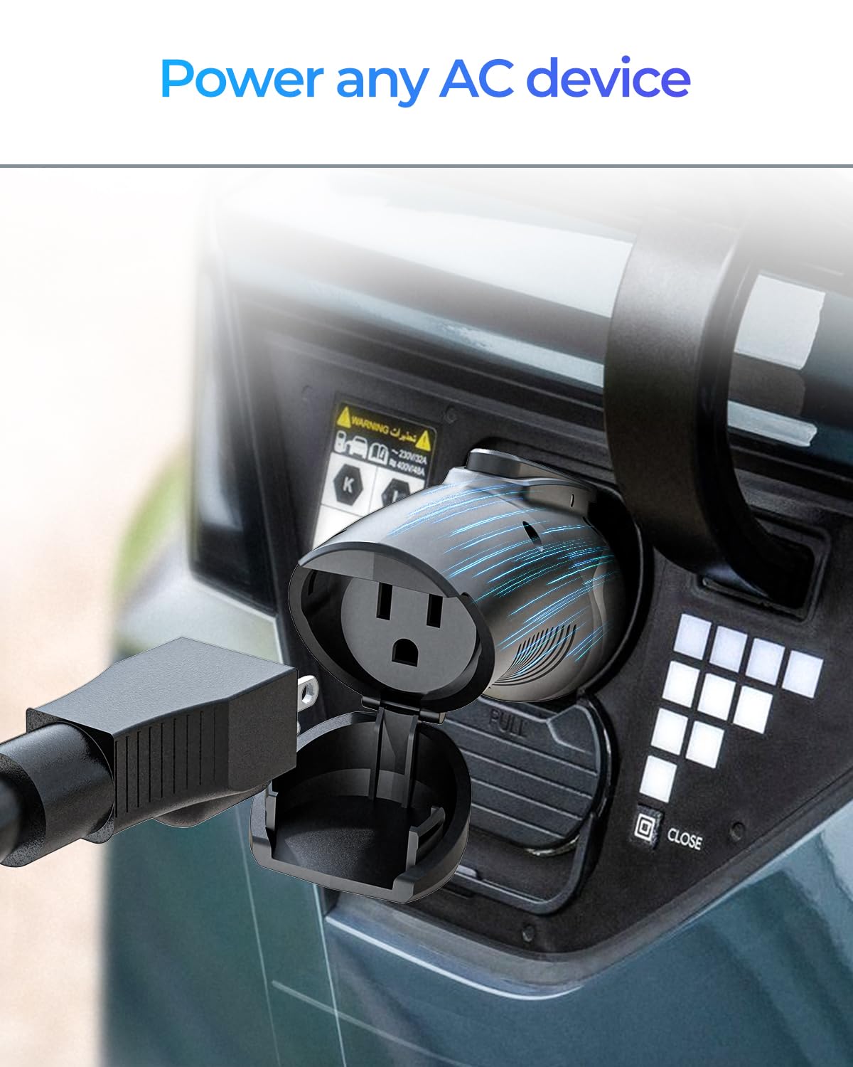 EVDANCE - Adattatore V2L compatibile con Hyundai Ioniq 5 e Ioniq 6, Kia EV6 da 15 Amp da veicolo a adattatore di ricarica per esterni