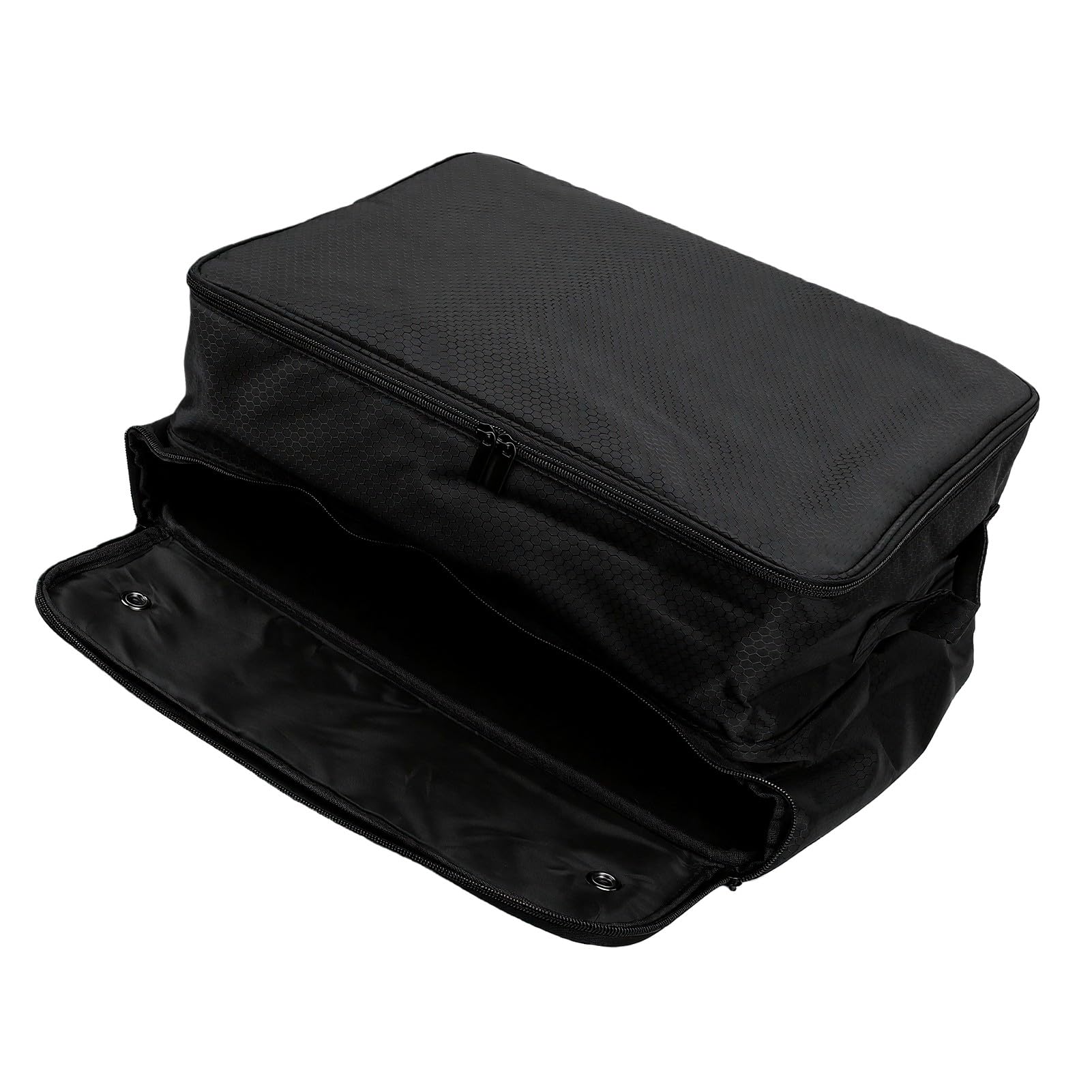 SIXRUN Almacenamiento para Maletero de Coche, Organizador de Tela Oxford 600D con Divisores Extraíbles, Respaldo de PVC, Compartimentos Dobles para Zapatos y Equipo Deportivo, 43 X 34 X 24 Cm para
