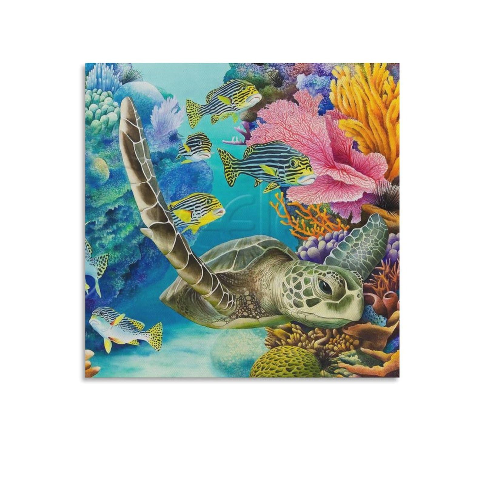 アート作品 アクリル画 命溢れる深海の生き物たちC 大きめキャンバス