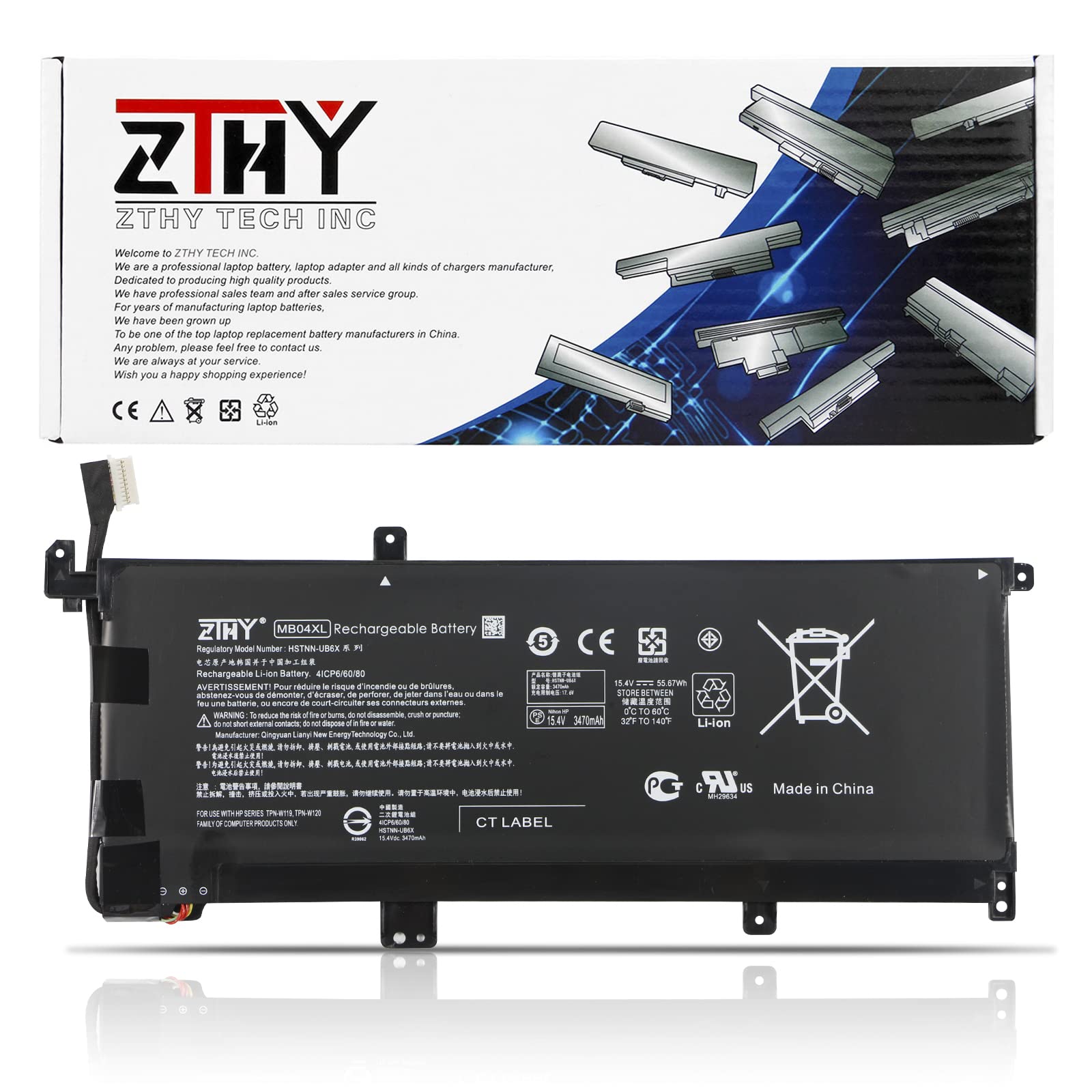 ZTHYMB04XL Rechargeable Battery for HP Envy X360 M6-AQ105DX M6-AQ003DX M6-AQ005DX M6-AR004DX AQ103DX Convertible PC 15 15-AQ005NA 15-AQ101NG AQ015NR Series 843538-541 844204-850 15.4V 55.67Wh