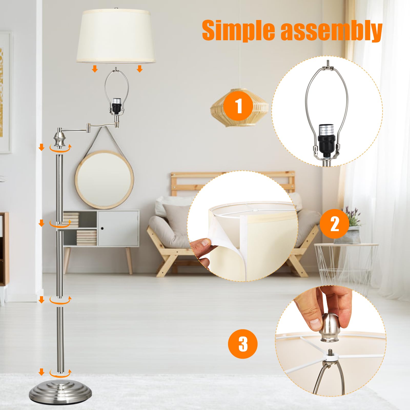 122cm Bambus Stehlampe Dimmbar 3 Farbtemperaturen - LED Standleuchte Mit  Fuschalter