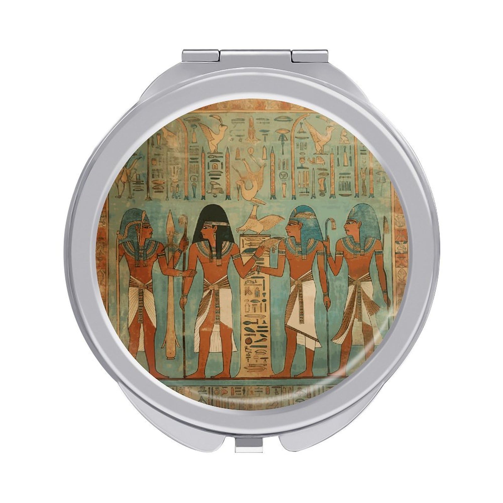 VstaDank Women in Ancient Egypt Compact Mirror for Purses Round Fashion Travel Makeup Mirror 2X /1x Magnifying Double Sides Mini Mirrors Portable Pocket Mirrors for Handbag Purse Women Gift