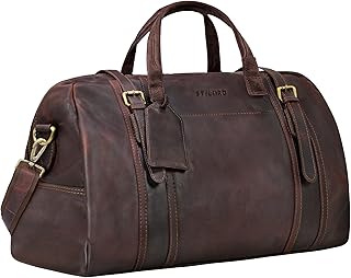 Vega Reisetasche Leder Braun Weekender Damen Herren Vintage Ledertasche Handgepäck Tasche Echtleder Sporttasche Klein Travel Duffle Bag 34 L, 50x23x30