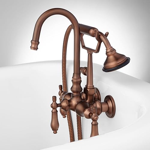 Miniatura 8 de 329528 Pasaia Grifo de llenado de bañera con patas de garra montado en la pared, incluye ducha de mano estilo teléfono