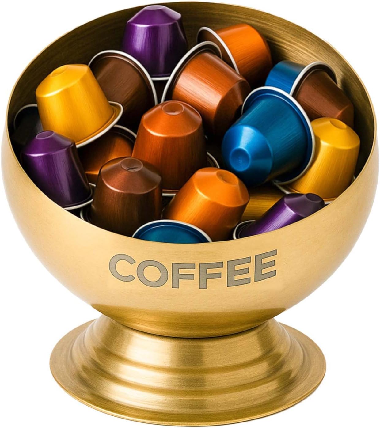 Coffee Pod Holder - Large Capacity Black & Gold Metal Coffee Pod Storage, Capsule Storage Organizer, Coffee Bar Accessories for Kitchen Counter Office Desktop (Black+Gold-7.1in/18cm)