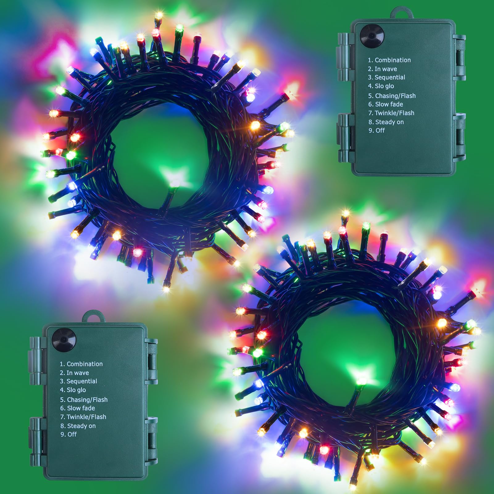 Weecrestar 2 Pack Each 5M 60 LED Battery Operated Christmas Tree Lights — image 1