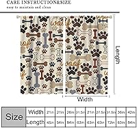 Vista 225 de Cortinas opacas con estampado de patas de perro, estampado de patas de perro y huesos, tratamiento de ventana, cortinas con aislamiento térmico