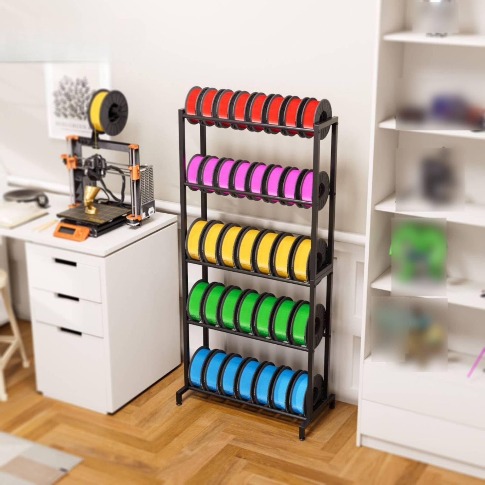 DreidimensionalDrucker-Filamentregal aus Metall Filamentregal platzsparend Spulenregal für Maker, Hobbyraum