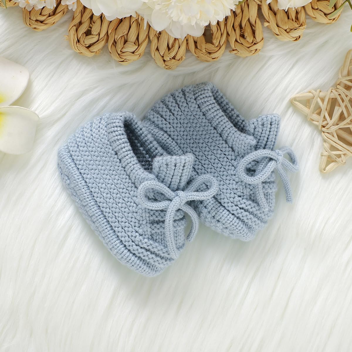 Neiwech Baby Booties Newborn Cozy Soft Warm Knitted Crib Shoes for Infants Boys Gilrs