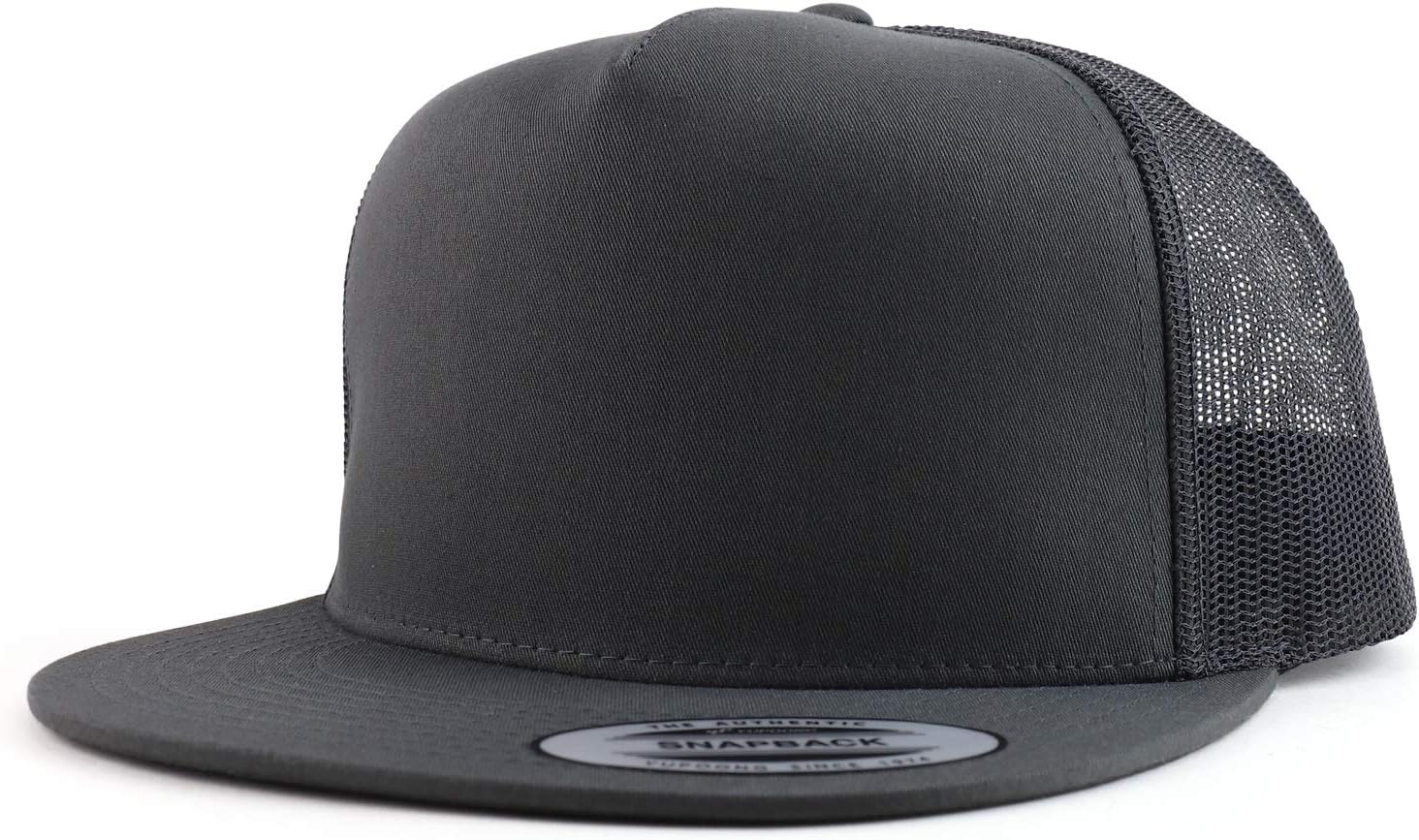 Oversize XXL Structured Blank 5 Panel Flatbill Snapback Mesh Cap