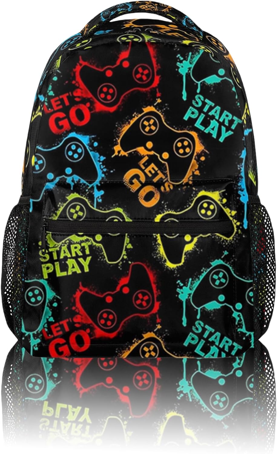 Kids School Backpacking Backpack for Teens Girls & Boys Color Gaming Console Controller Print Middle School Aesthetic Students Bookbag 16 in Cute Lightweight Gym Travel Bag Sports Schoolbag