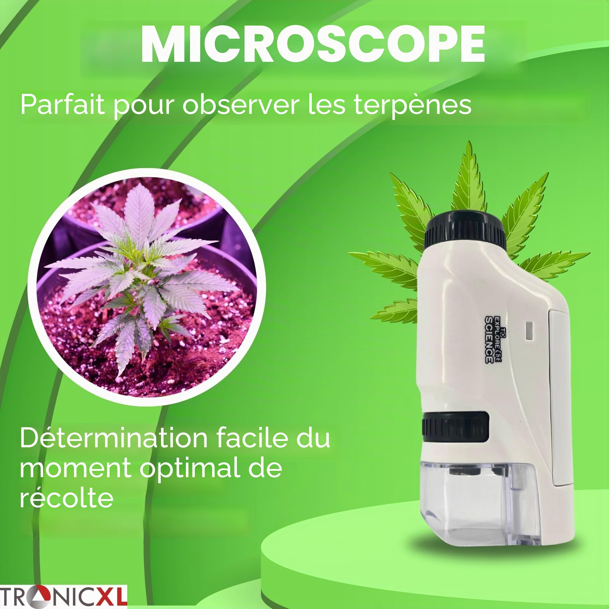 TronicXL Grow Microscope de Poche 60X - 120X Loupe Microscope pour Trichomes Accessoires Culture Growbox Grower