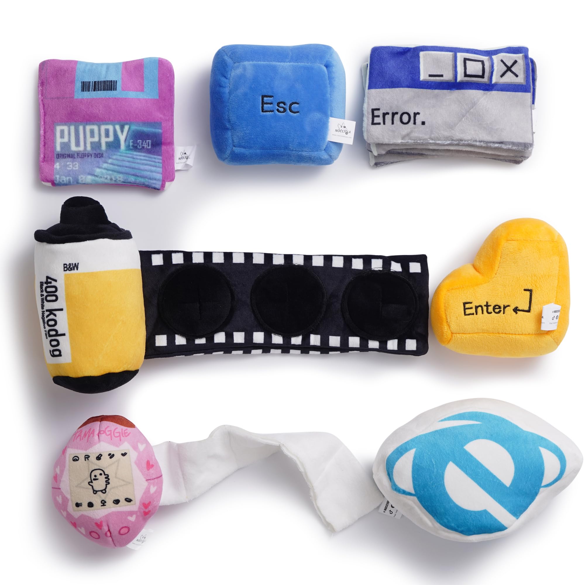 Nocciola Funny Squeaky Dog Toys, Old Tech Themed Stuffed Plush Puppy Toy Set with Hidden Treat Pockets, Cute Crinkle Chew ...