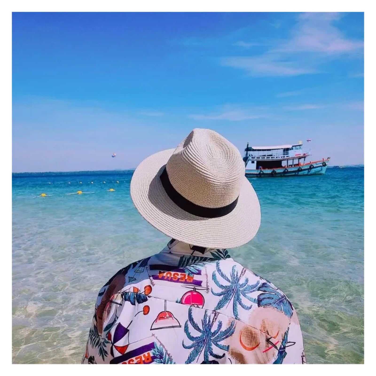 Cappello Pescatore Donna Cappello da Cowboy Estivo Spiaggia con Testa Grande Pieghevole Uomo, Cappellino Sole Fedora