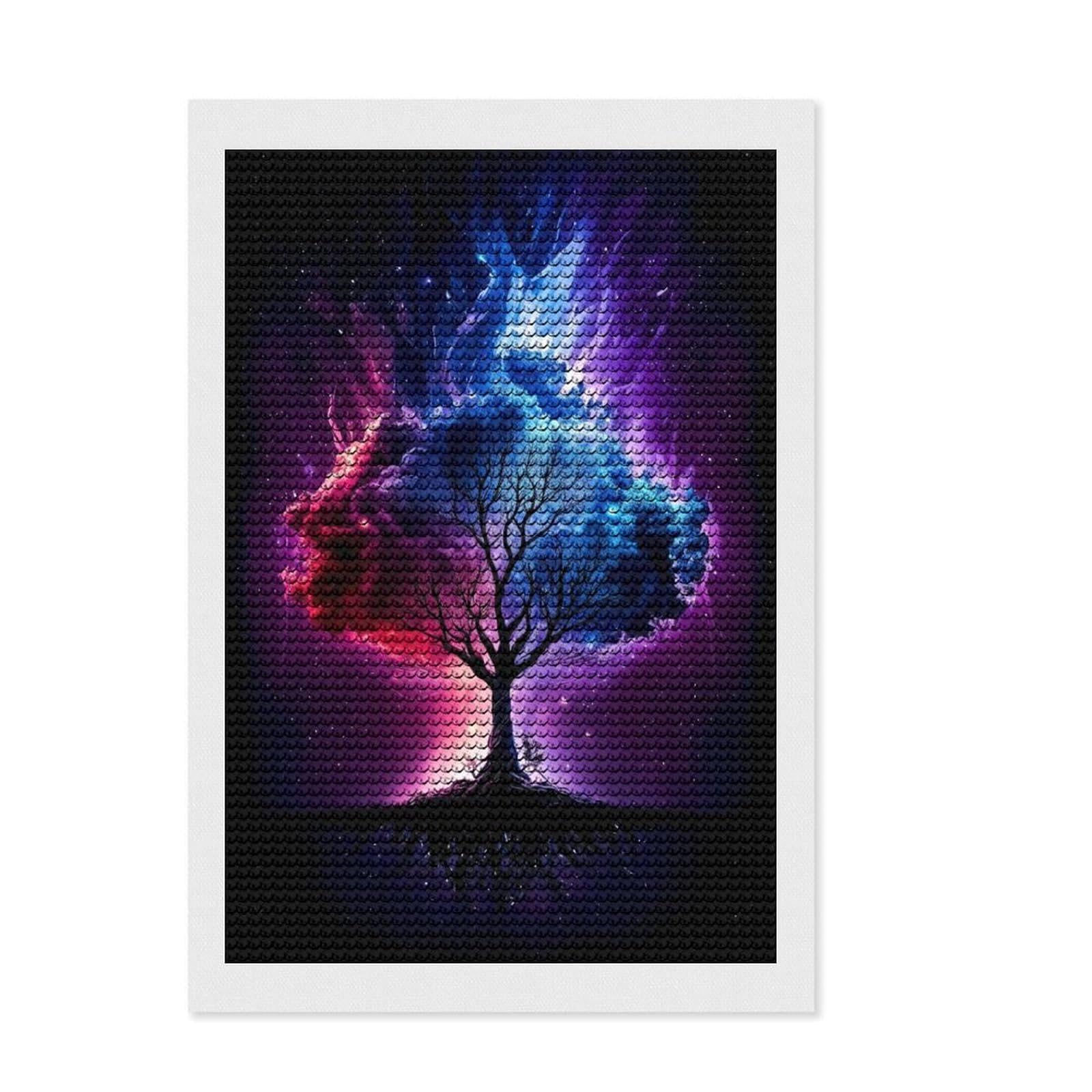Junmoney Tree of Souls Diamond Art Kit 8"x12", Satisfying Creative Project, Creative Leisure Activity, Cosy Home Accent, Christmas Gift