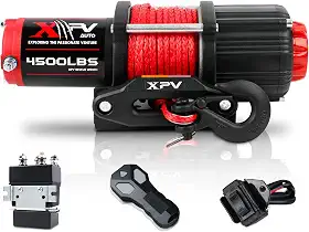 Guincho elétrico 12V 2,041.2 kg para reboque ATV/UTV off-road com suporte de controle remoto sem fio e alça com fio, IP67 à prova d'água (corda sintética)