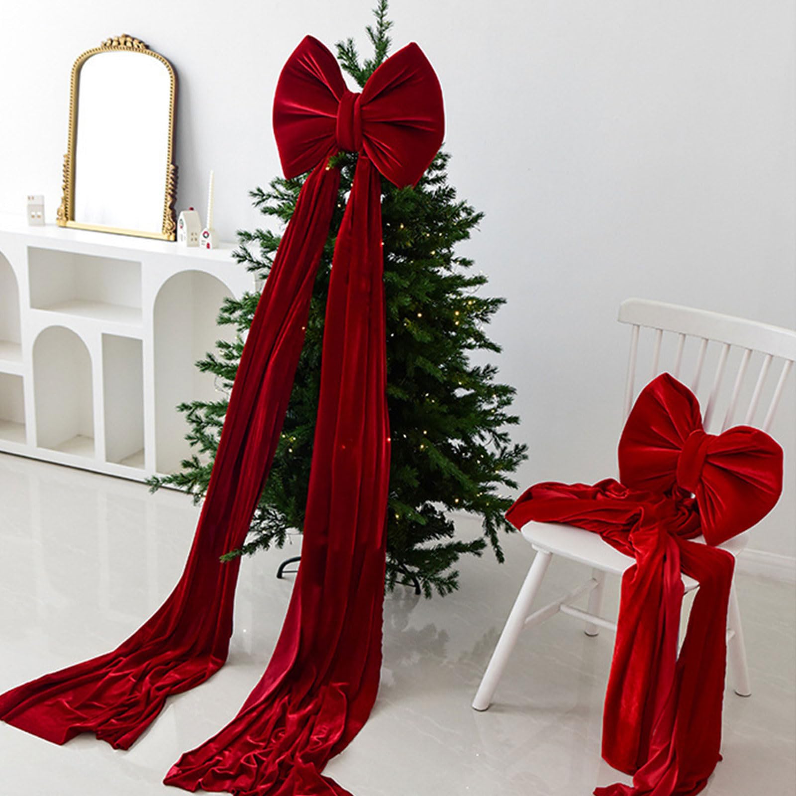 2. Nœuds géants festifs pour sapin de Noël - Décoration d'intérieur ou d'extérieur - Décoration de fête à la maison - Nœud géant