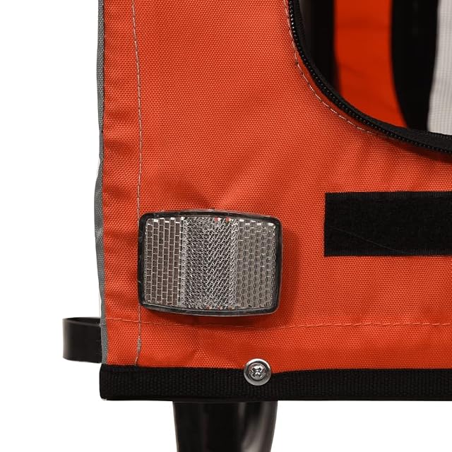 Foto 5 de 8 de vidaXL Remolque de Bicicleta Mascotas Hierro Tela Oxford Naranja Negro