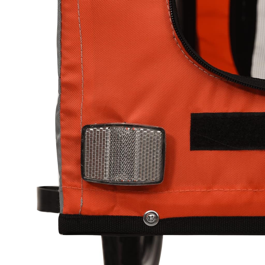 vidaXL Remorque de Vélo pour Animaux de Compagnie, Chariot à Vélo pour Chien avec Drapeau, Remorque de Vélo pour Chien, Orange et Noir Tissu Oxford et Fer