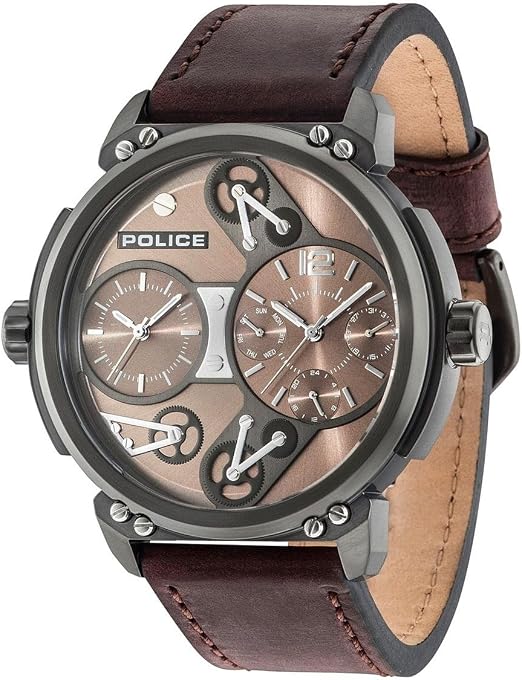 Police Orologio Multi-quadrante Quarzo Uomo con Cinturino in Pelle  PL14693JSU.12 : Amazon.it: Orologi