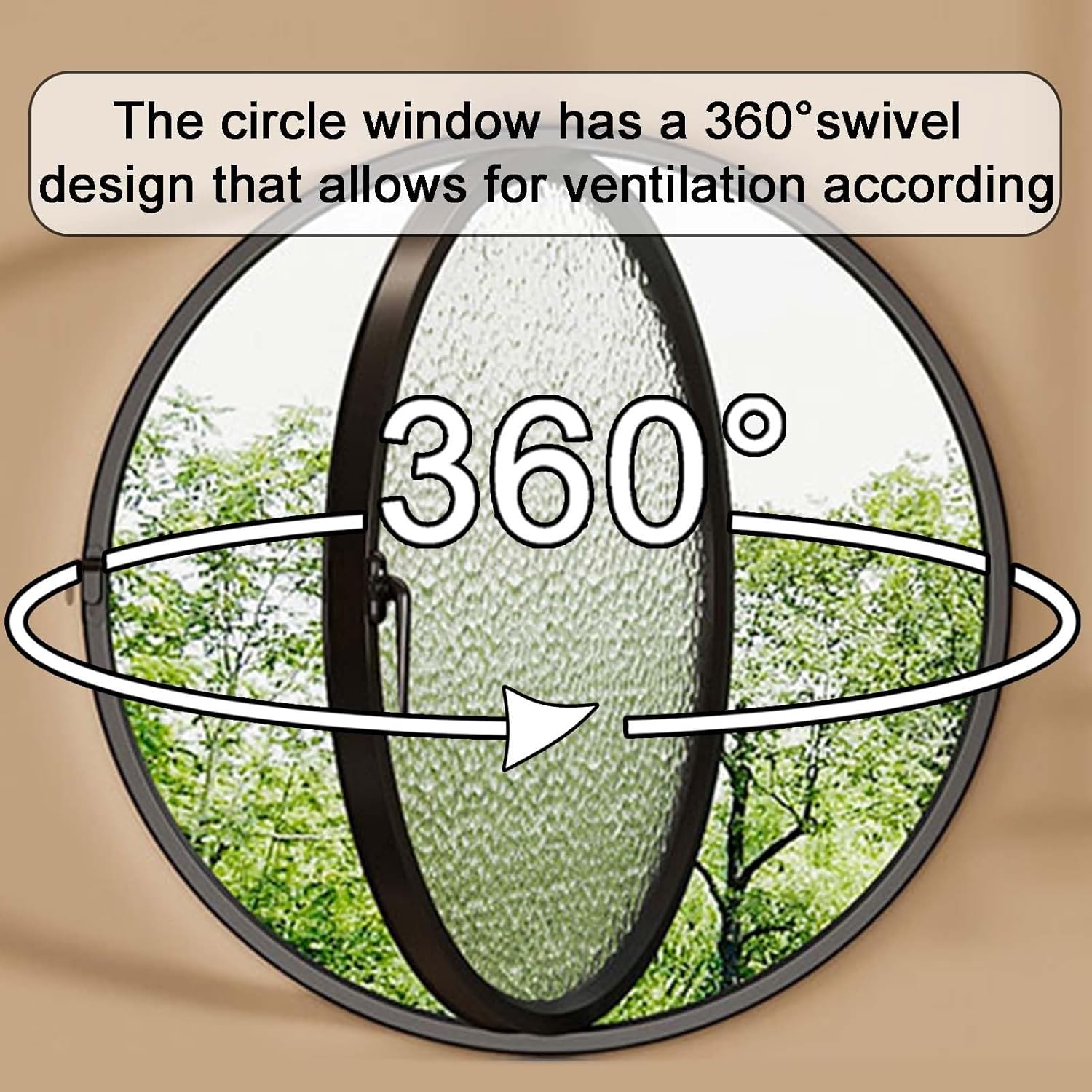 Porthole Window Flush Mount Round Pivot Rotating Window， with Lockable Handle Can 360 Degree Rotation，for Hotel Playhouse(Changhong Glass,60cm/23.6in)