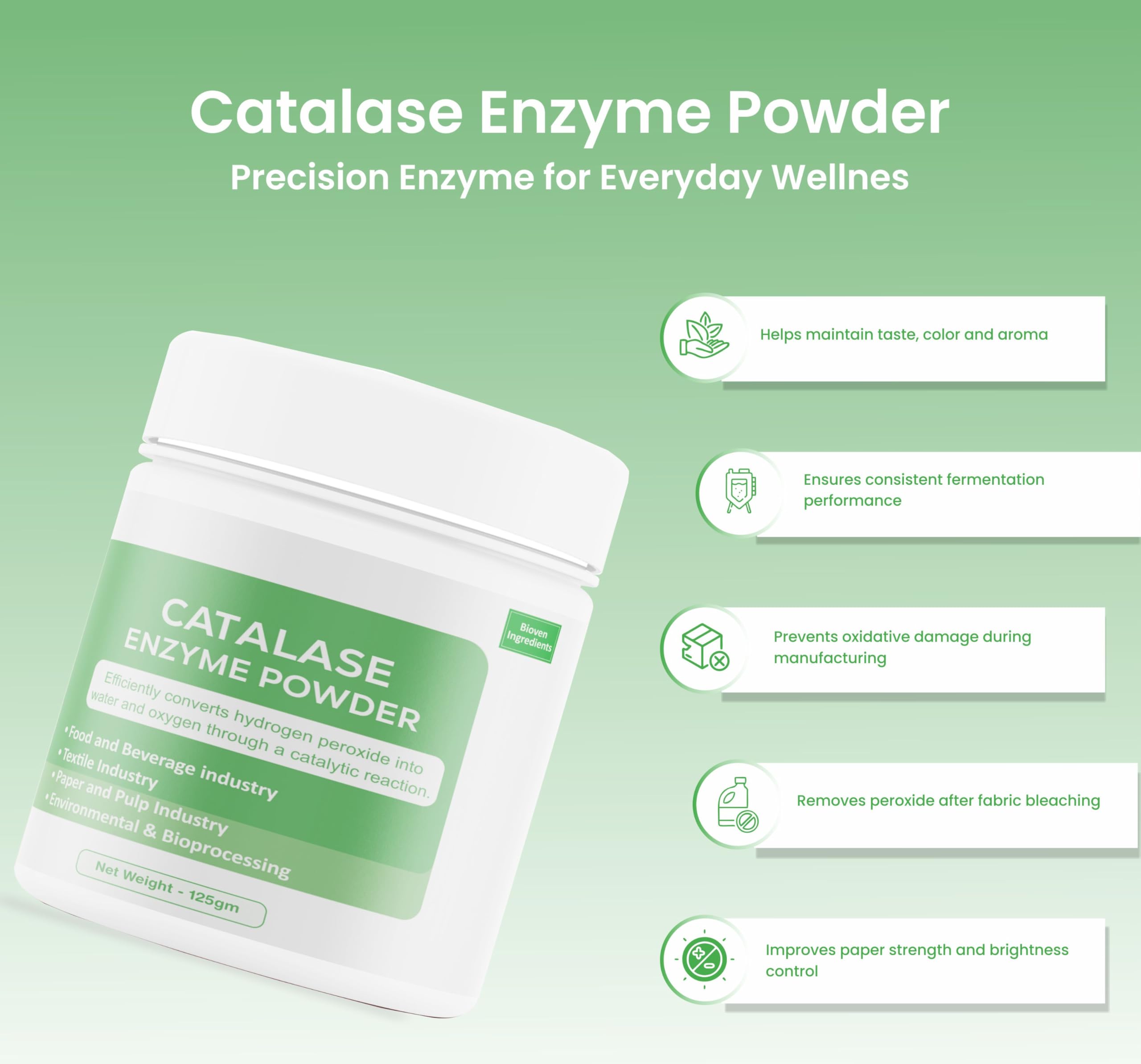 Ingredients Catalase Enzyme Powder, Non-GMO, Dietary Supplements/Food and Beverages, Broad pH Range of Activity, Excellent Thermostability, Hydrolyse Hydrogen, No Filters/Binder — Amazon image 7