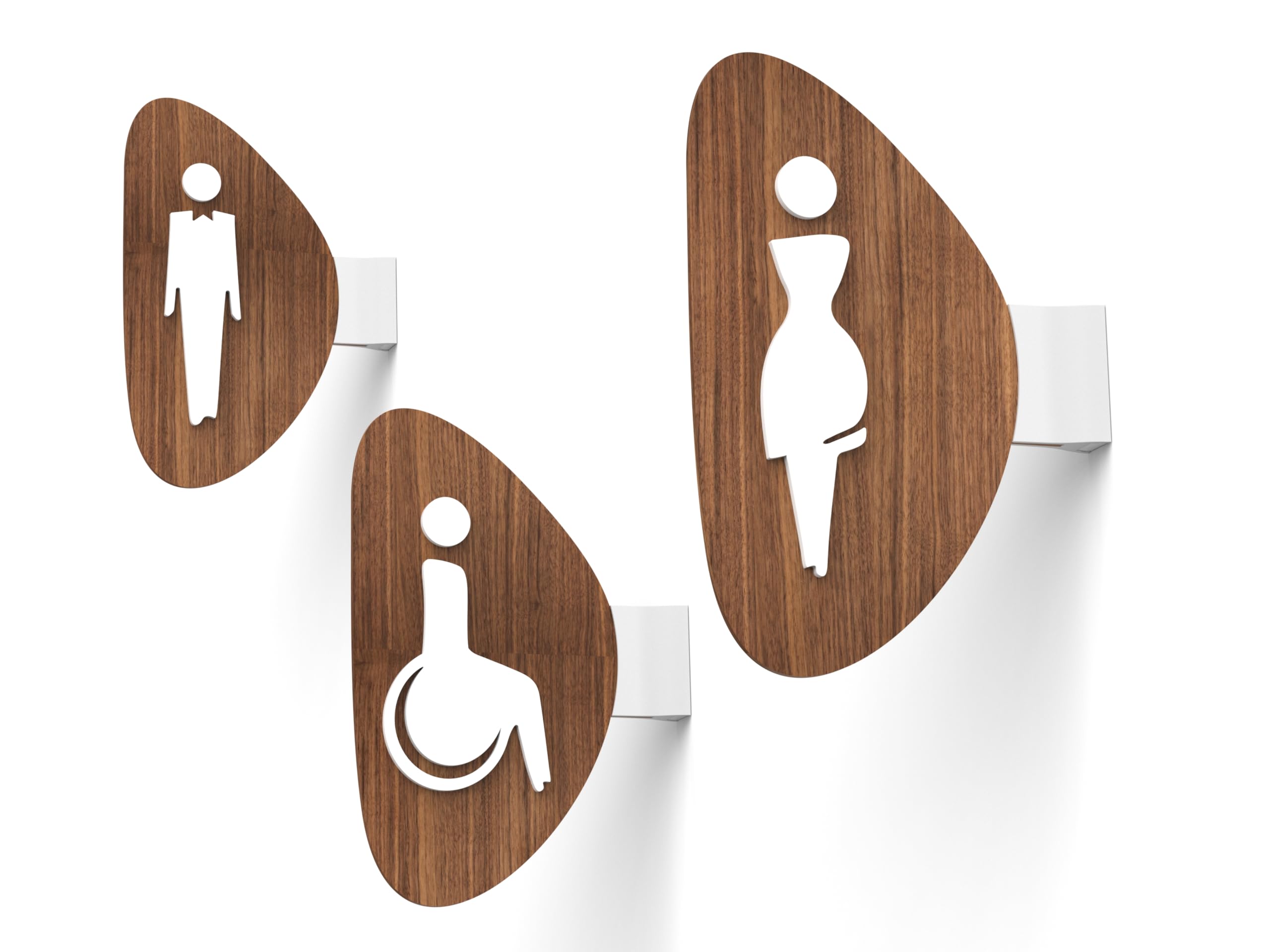 Set 3 Cartelli Toilette Bifacciali Personalizzabili – Simboli Bagno Uomo Donna Disabili WC – Insegne a Bandiera con Supporto Parete – Pittogrammi per Hotel Ristorante Ufficio Mensa