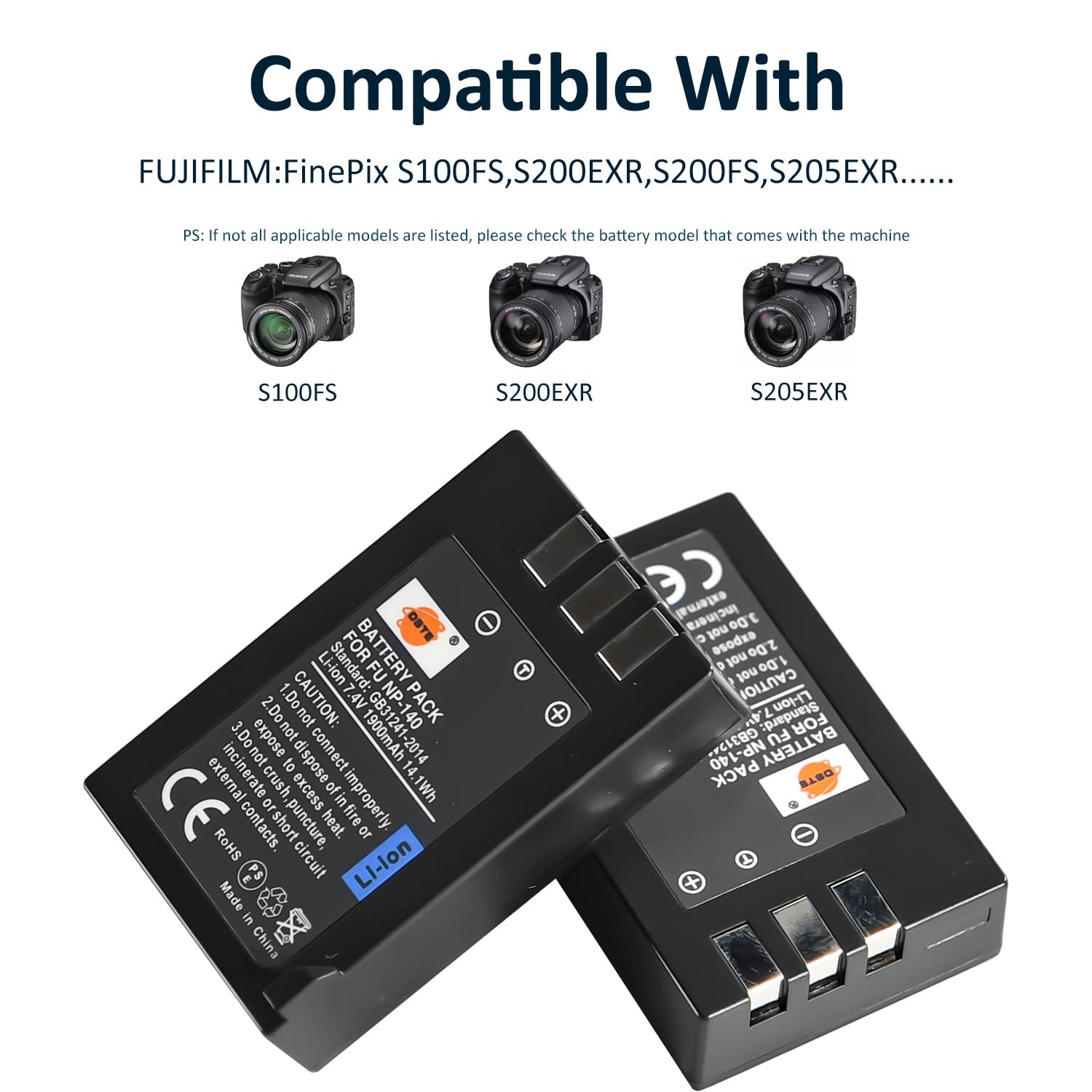 Lot De 2 Batteries NP-140 + Chargeur Micro USB Pour Fuji FinePix S100FS, S200EXR, S205EXR, Etc.