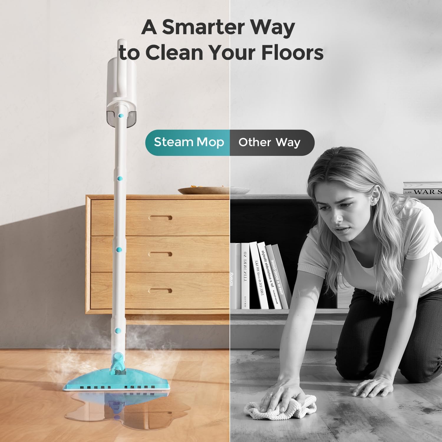 Steam Mops for Floor Cleaning,All-in-One Steam Cleaner for Home with 2 Levels Steam Mode,350ML Tank,23FT Cord, Detachable Handheld Steam Cleaner for Tile,Grout,Furniture,Carpet,Grill,Wall