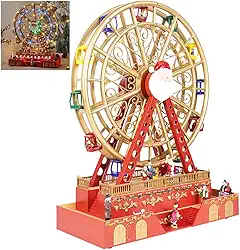 Roda Gigante Natal Natalina Led Som Movimento Iluminaçao Luxo Cenario Musical Decoraçao Festa Mesa Casa Trabalho Enfeite Celebraçao