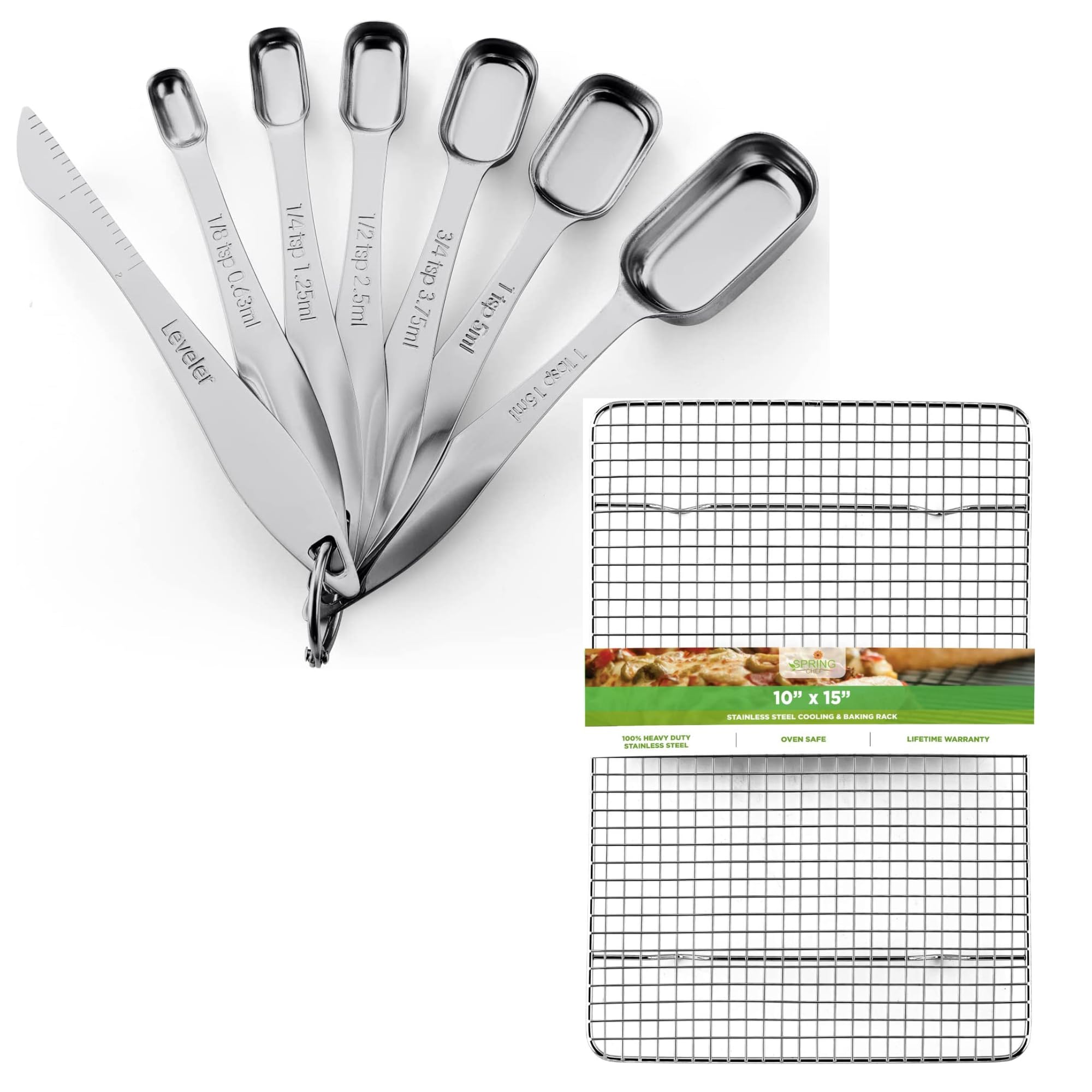 Amazon.com: Spring Chef Stainless Steel Rectangular Measuring Spoons ...