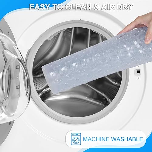 Miniatura 6 de Linoows Alfombrillas para bañera y ducha, 40 x 16 pulgadas, extra grande, antideslizante, suave, con ventosas y agujeros de drenaje para el suelo