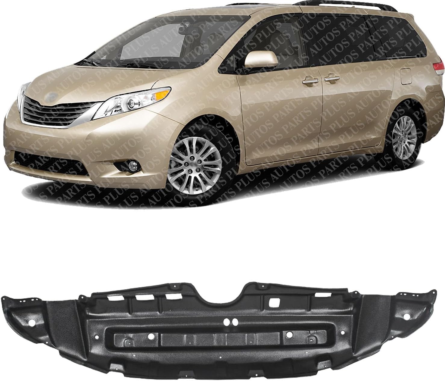 AUTOS PARTS PLUS Front Engine Splash Shield Under Cover Direct Replacement Compatible with 2011-2020 Toyota Sienna TO1228174 5144108030