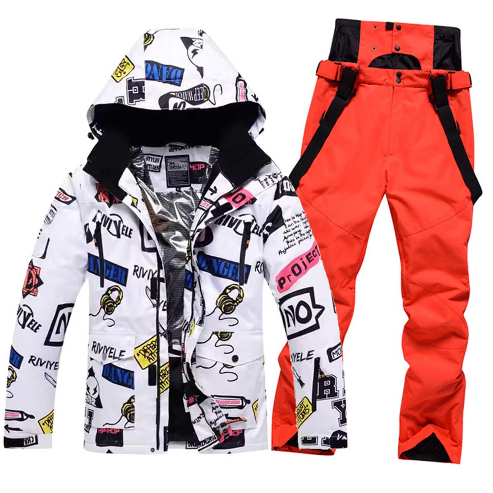 Genérico Conjunto De Chaqueta Pantalones De Esquí para Hombre Traje De Snowboard Impermeable Chaqueta De Nieve para Invierno Resistente Al Viento Traje De Nieve De Montaña