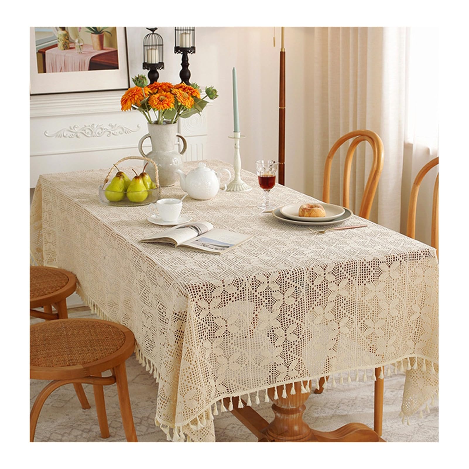Nappe de table anti tache beige pour protéger votre mobilier des salissures avec style