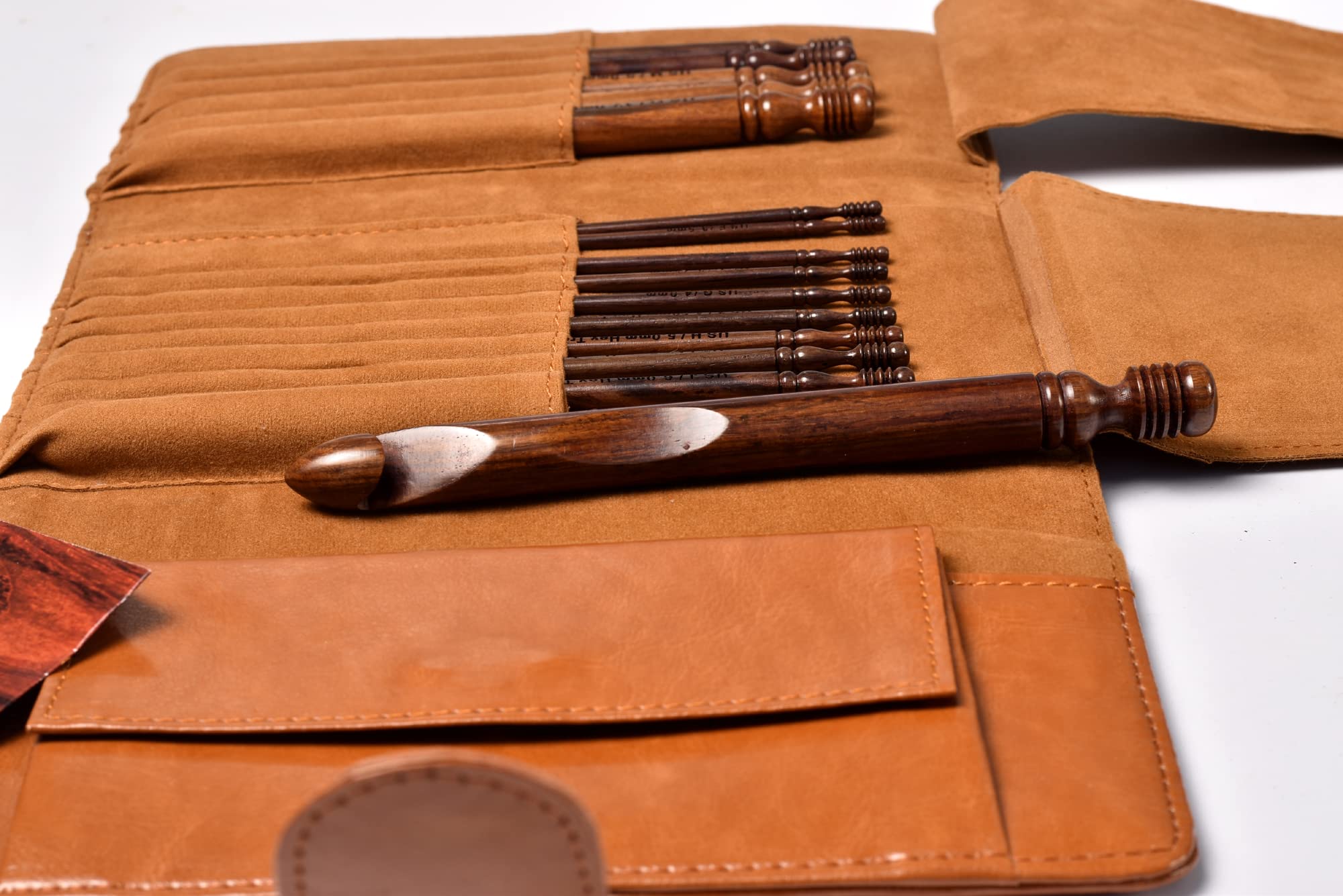 Handcrafted Rosewood Crochet Hook Set of 13 | with Permanent Size Laser Marking| Smooth Satin Finish. with a Beautiful Case|