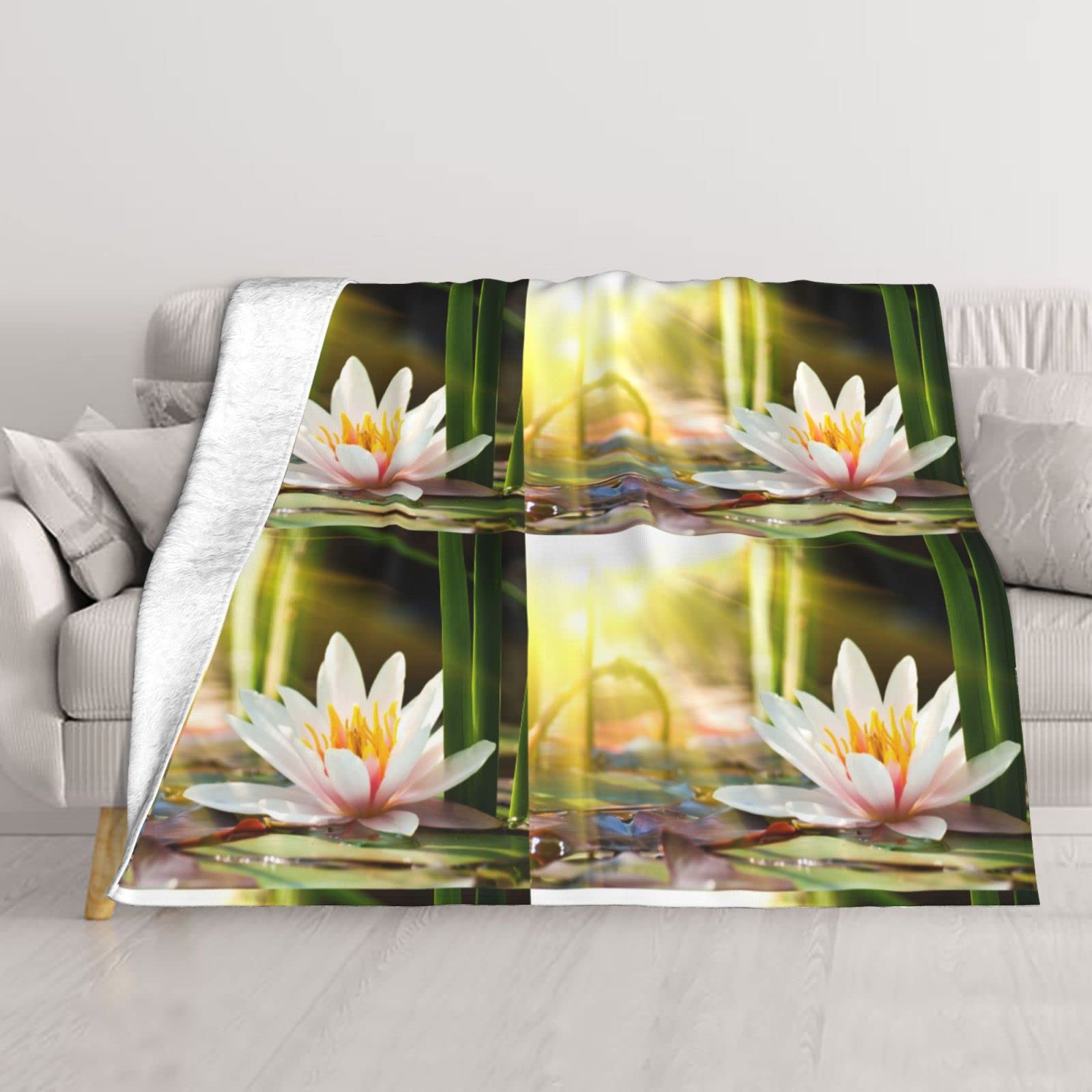 Couverture légère fleur de lotus BAFAFA pour lit et canapé cosy