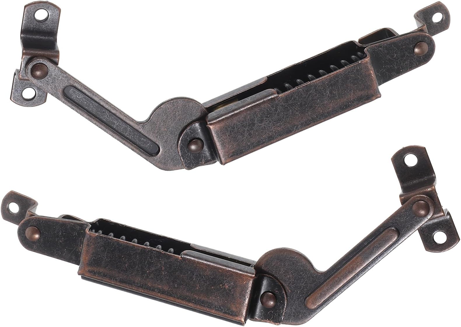 2pcs Spring Lid Stay Hinges Drop Down Hinge with Red Antique Finish for Wooden Boxes and Cabinets, Medium Arm Support Hardware for Chest and Furniture