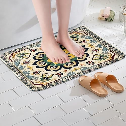Miniatura 98 de Erosebridal Tapete de baño oriental vintage, Art Deco floral para puerta de entrada, tapete de baño tribal bohemio, tapete de baño tradicional