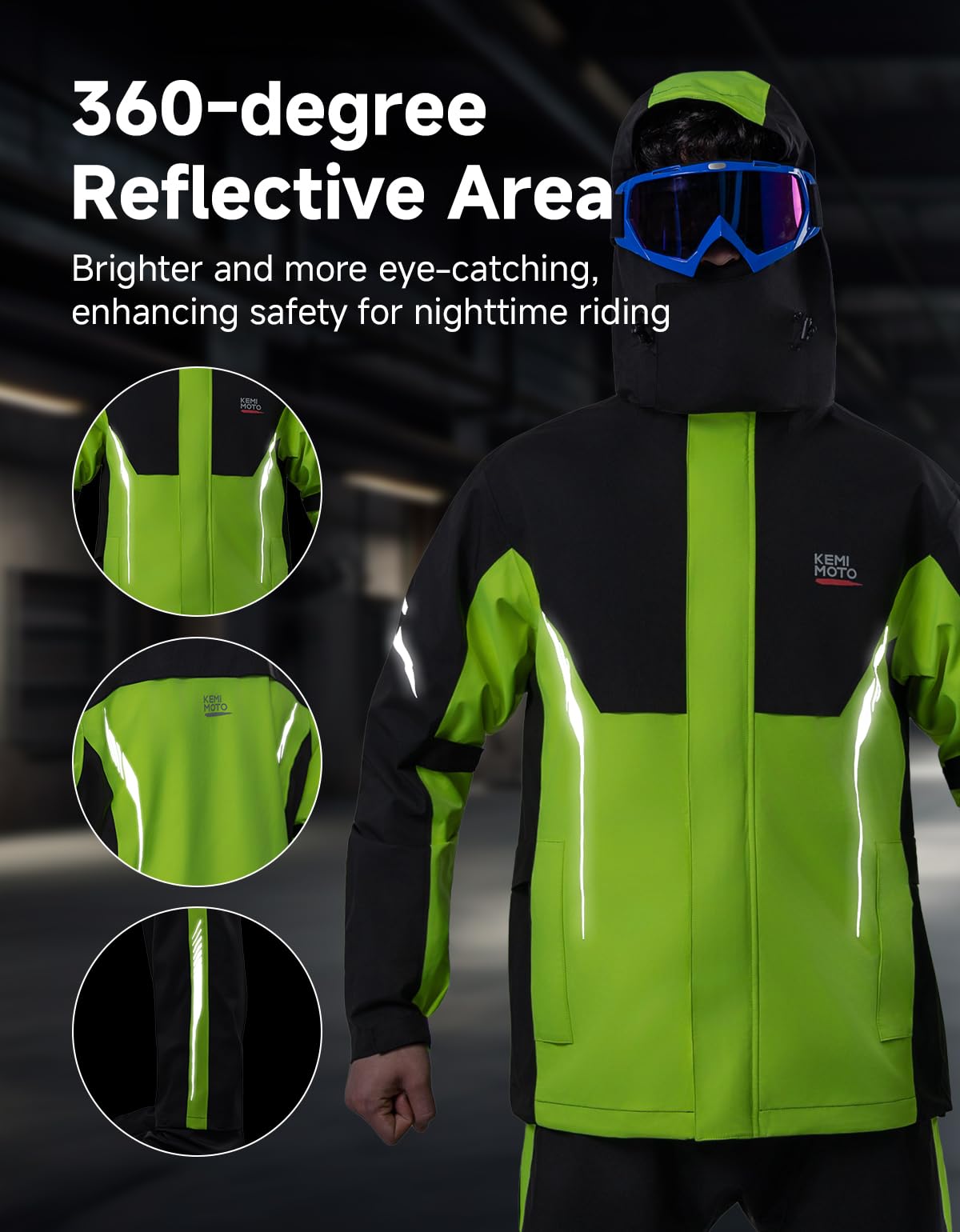 KEMIMOTO Traje de lluvia para hombre y mujer, 100% impermeable, transpirable, resistente al viento, chubasquero para camping, senderismo, viajes, ciclismo