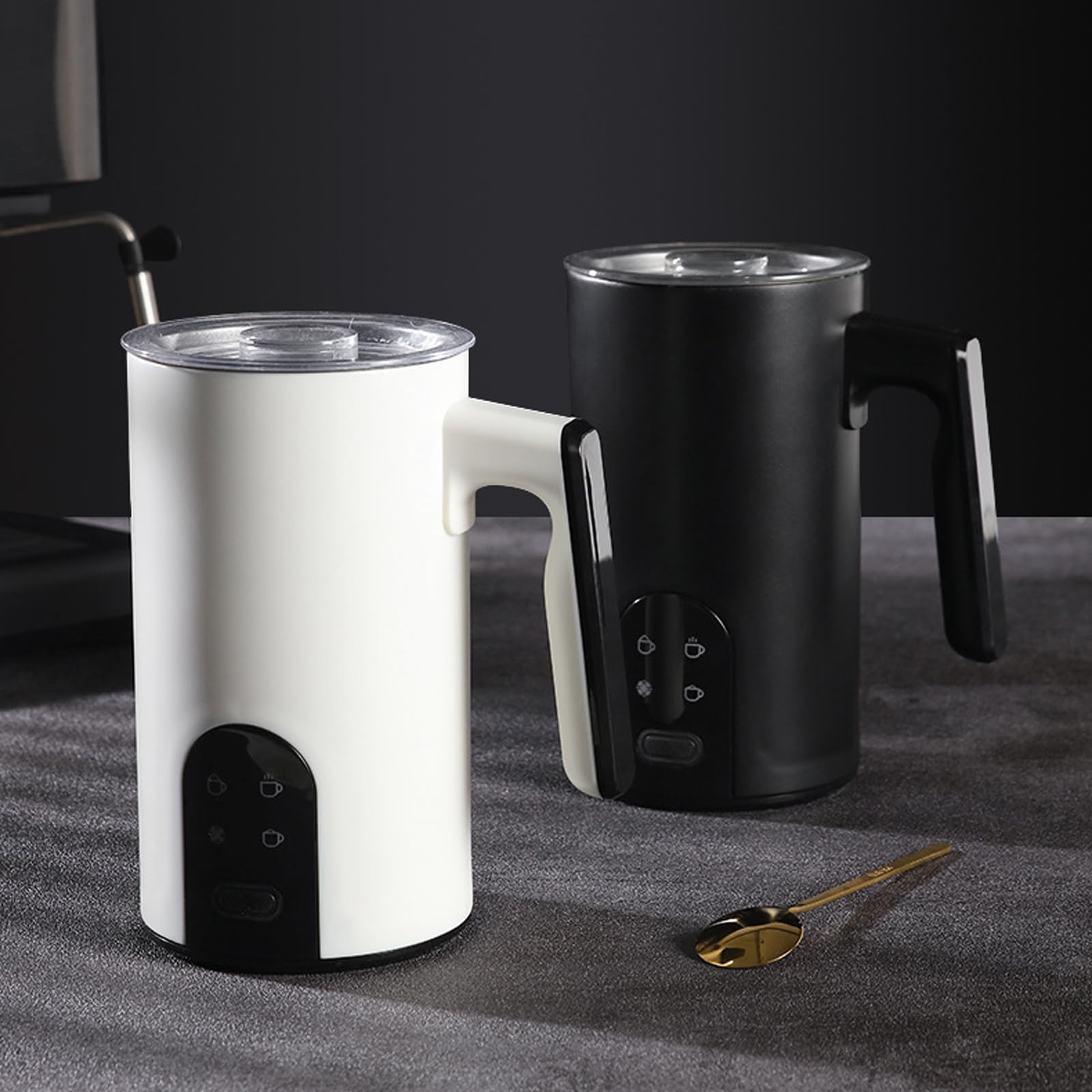 Elektryczny Spieniacz Do Mleka, Spieniacz Do Kawy Na Gorąco I Na Zimno O Pojemności 590 Ml Z 4 Trybami, Cicha Praca, Parowiec Do Mleka Do Latte, Cappuccino I Macchiato white Knobs
